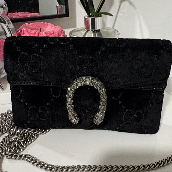 Gucci Dionysus Super Mini Velvet GG Chain Bag Black + Original Dust Bag - Picture 10 of 17